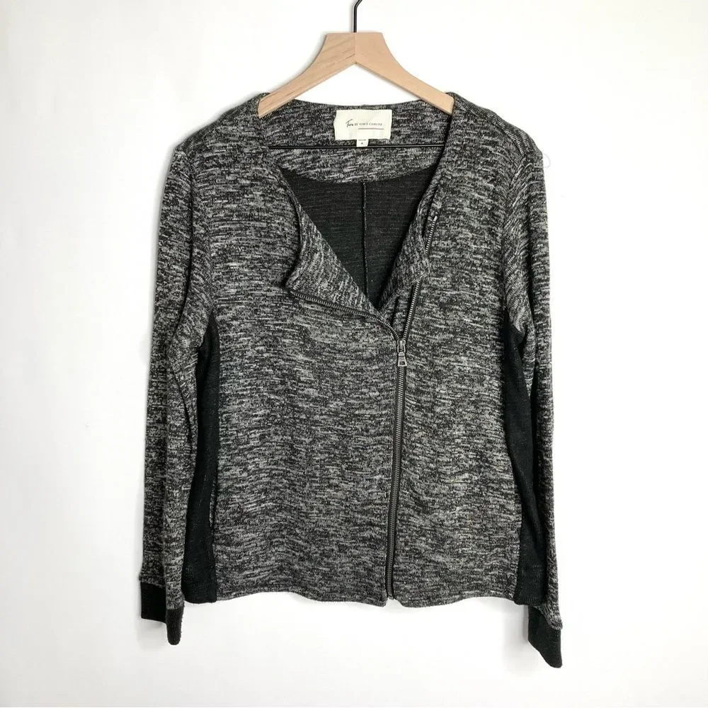 Two by Vince Camuto Moto Sweater Medium Gray Black